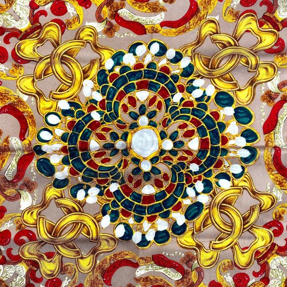 Chanel Silk Scarf Autumnal Birds CC Ornate Classic Mosaic - Picture 1 of 11